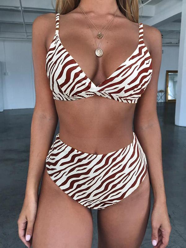 Leopard High Waist Floral Bikinis Swimwear