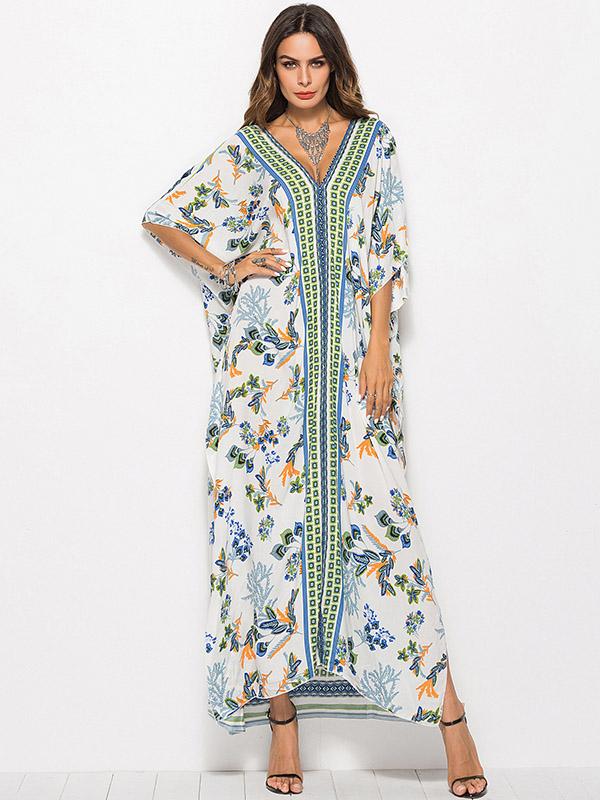 Loose Floral Printed Beach Kaftans