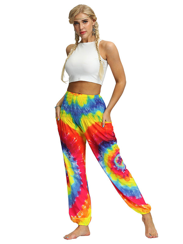 Bohemia Tie-Dyed Elastic Multi-Colored Knickerbockers& Yoga Pants