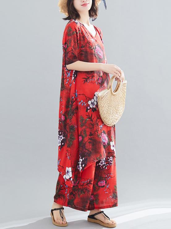 Oversize Printed Chiffon Tops + Wide Leg Pants