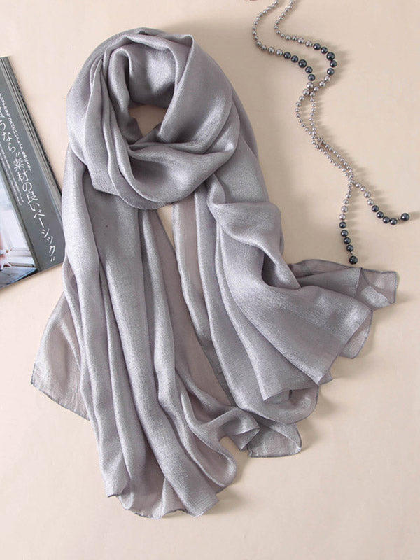 Casual Solid Color Keep Warm Sun Protection Silk Shawl&Scarf