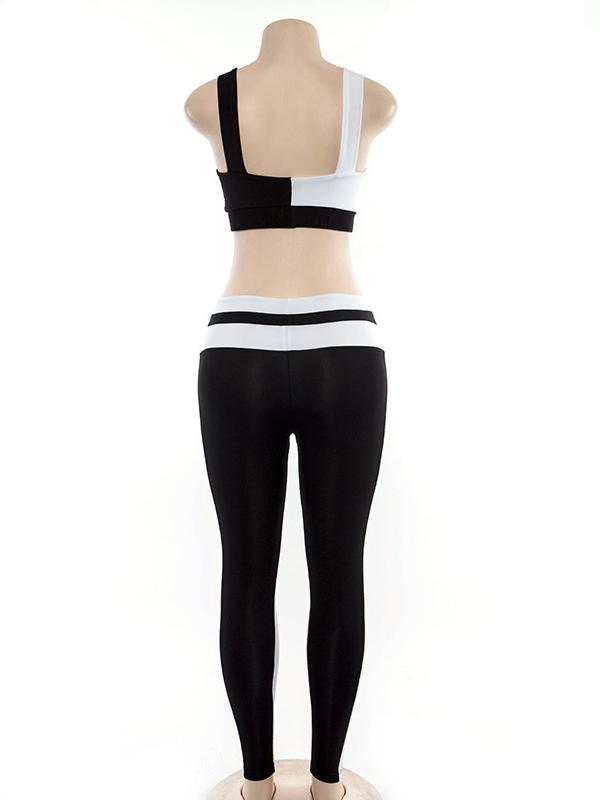 Two Tone Sports Bra And High Waist Leggings Yoga Suits