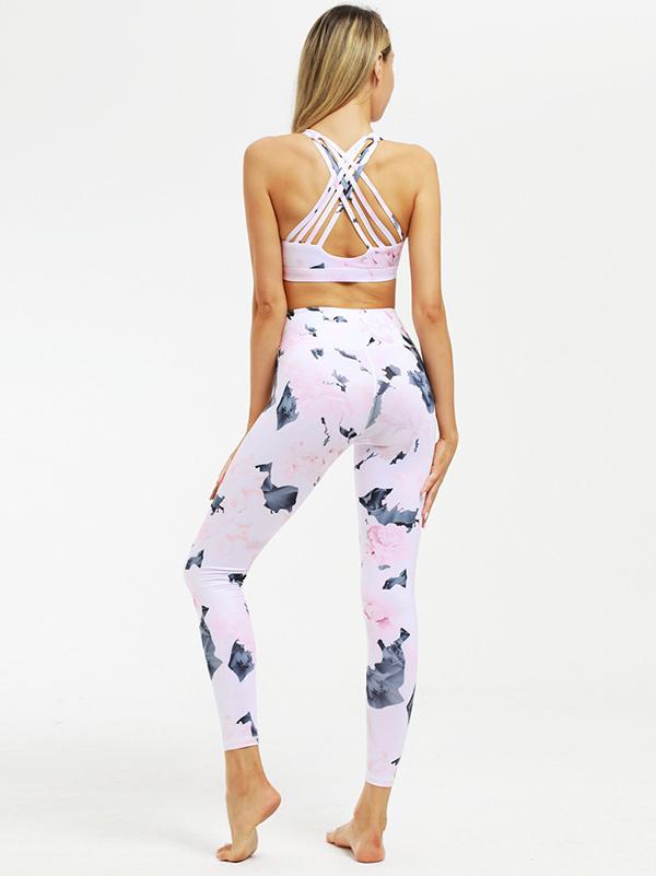 Flower Printed Crop Tanks And Leggings Suits