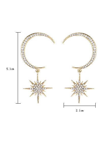 Moon Star Long Earring