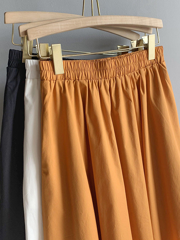 Urban Solid Color Pleated A-Line Skirts