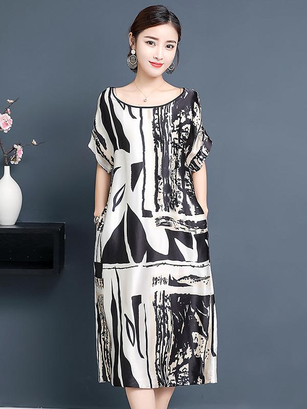 Loose Soft Striped Printed Long Dress