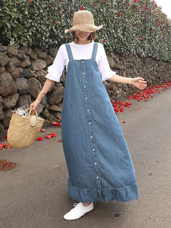 Casual Jean 2-pieces Long Dress