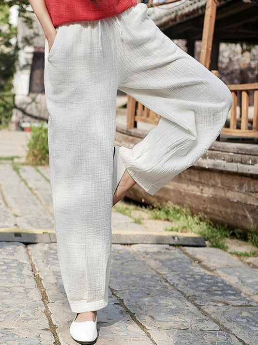 Loose Retro Lace-up Pants