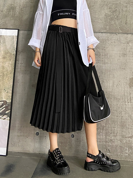 Casual Loose Pleated Asymmetric Skirts Bottoms