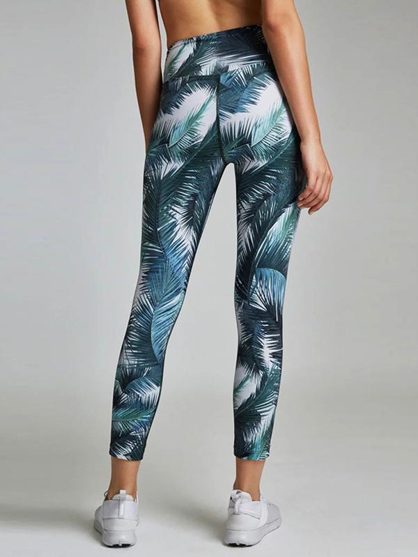 Padded Tropical Sports Bra And Leggings Suits