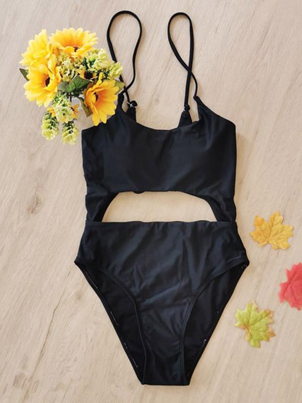 Sexy Sling Hollow  Bandage  One-Piece Type Swimwear