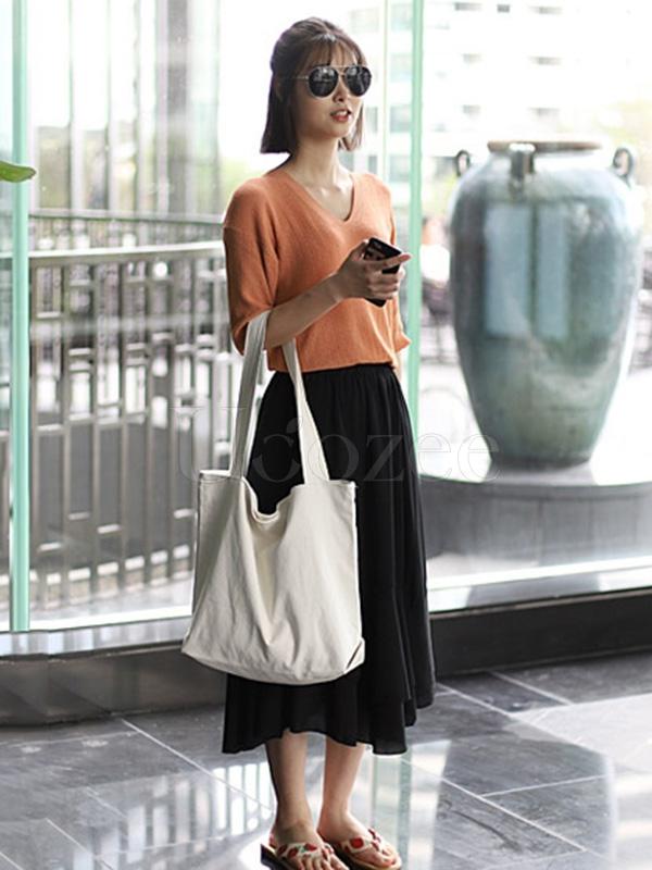 Soft Solid Handiness PU Tote Shoulder Bag