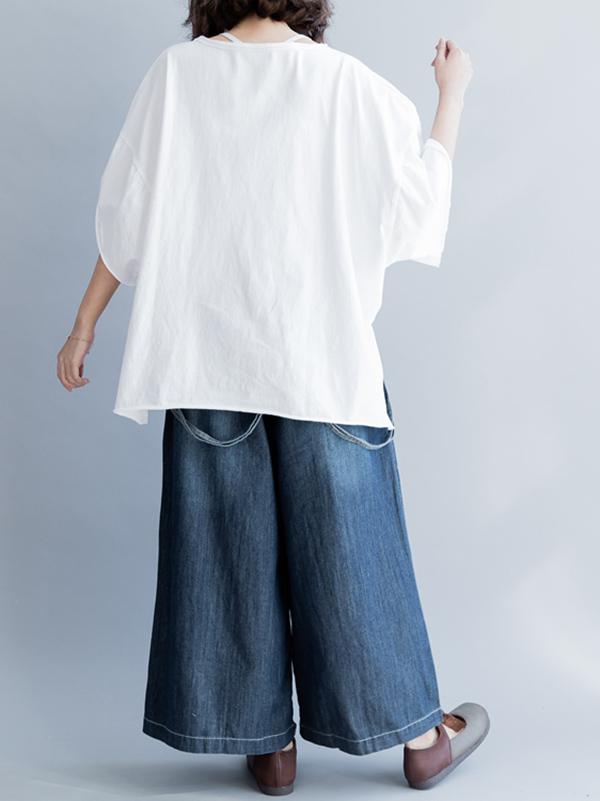 Loose Batwing Pure Color T-shirt