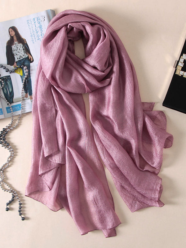 Casual Solid Color Keep Warm Sun Protection Silk Shawl&Scarf