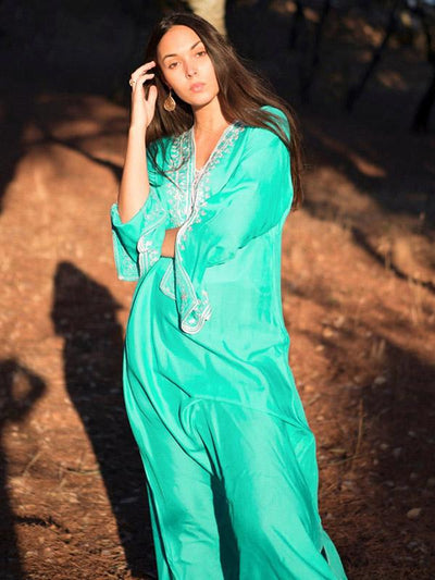 Embroidered Raised Band Kaftan Cover-up