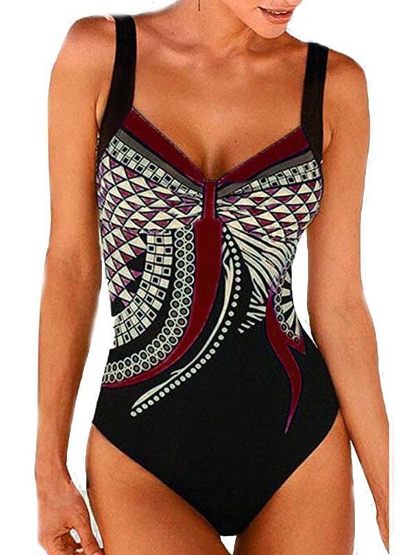 Retro Printed One-piece Swimwear