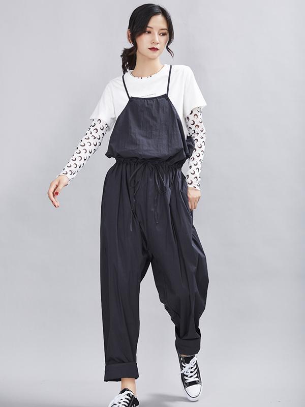 Loose Solid Braces Jumpsuit