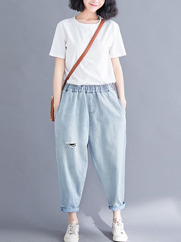 Loose Jean Ripped Trousers