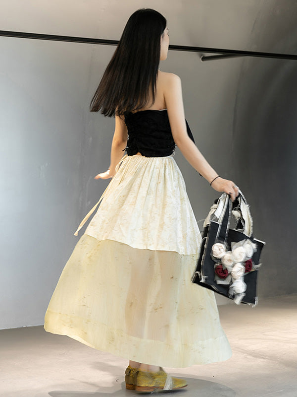 Stylish Split-Joint Pleated Empire Waisted A-Line Loose Skirts