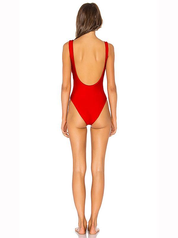 Hollow Backless One-piece Swimwear