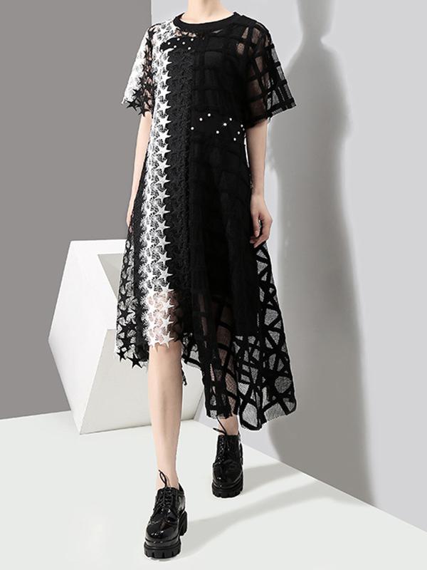 Loose Split-joint Irregular Long Dress