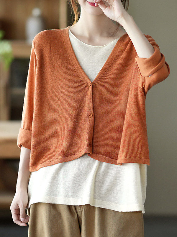 Urban Long Sleeves Knitting False Two Sweater Tops