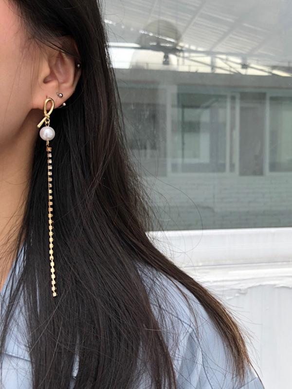 Pearl Split-joint Dissymmetry Long Earrings