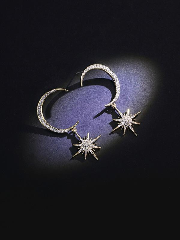 Moon Star Long Earring