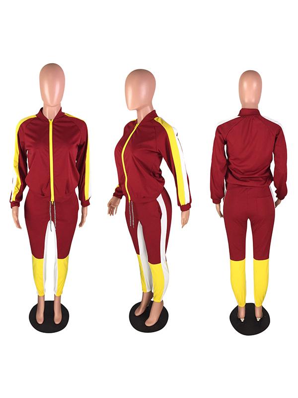 Casual Long Sleeves Split-joint Sports Suit