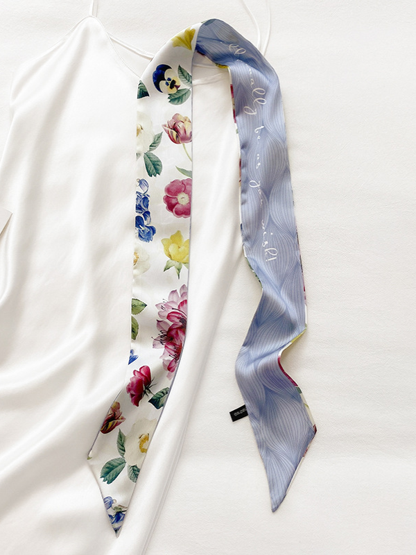 Fashion Peony Tie-Dyed Sun Protection Hair Band& Silk Scarf