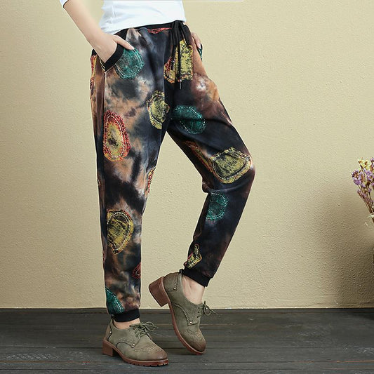 Retro Printing Loose Casual  Pants For Women