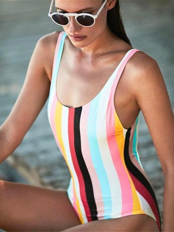 Rainbow Striped Bikinis & One-piece Swimwear