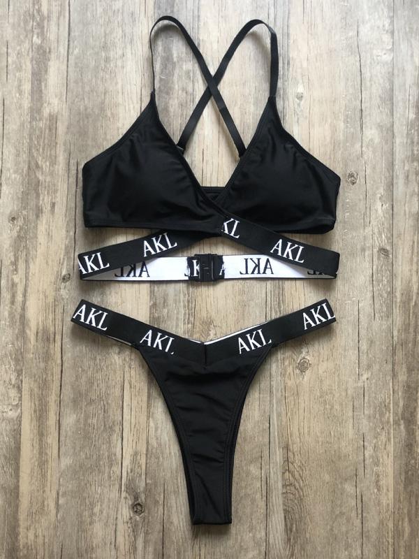 Sexy Bandage Backless Split Bikini Swimsuit