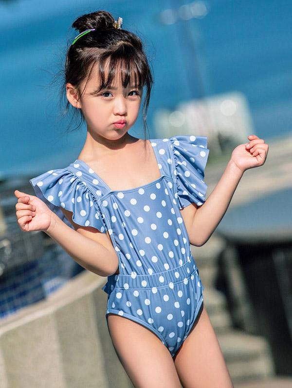 AONIHUA Blue Polka-dot Girl One Piece