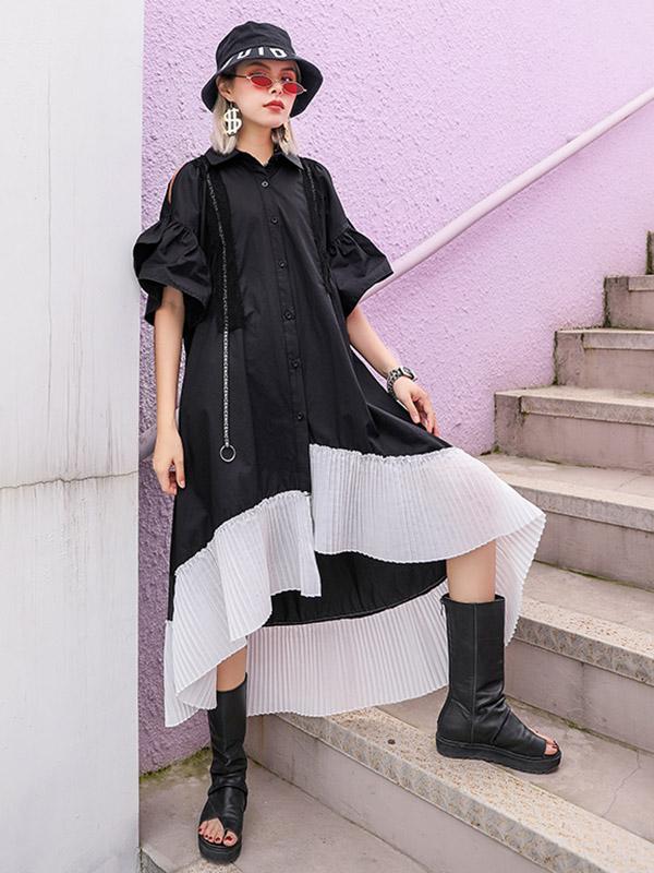 Loose Cropped Split-joint Long Dress