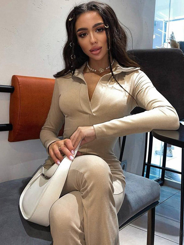 Solid Color Long Sleeves Jumpsuits