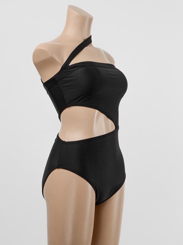 Asymmetric Hollow One-Piece Swimwear