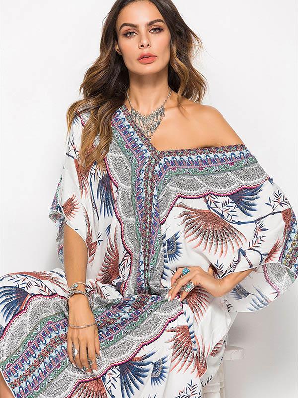 Loose Floral Printed Beach Kaftans