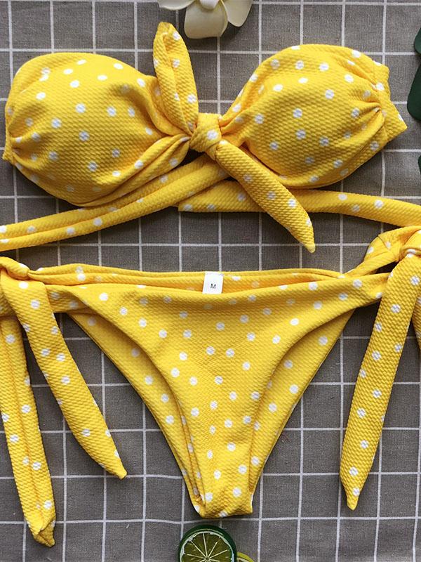 Knot Polka-dot Bikinis Swimwear