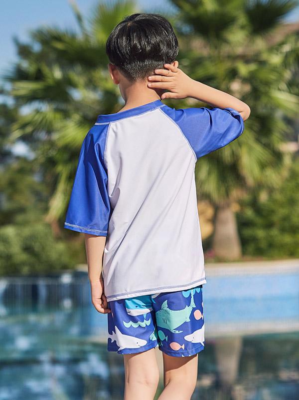 AONIHUA Two Pieces Short Sleeves Boy Swimwear