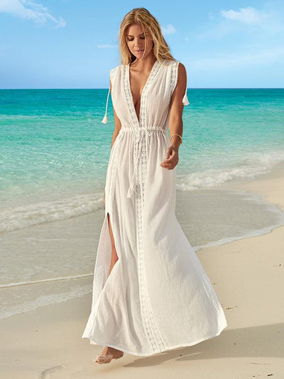 V-neck Empire Bandage Maxi Cover-ups