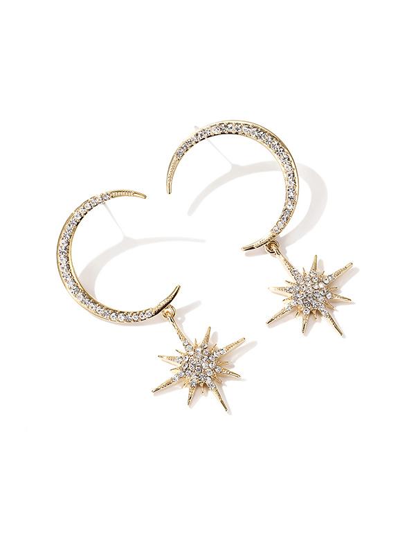 Moon Star Long Earring