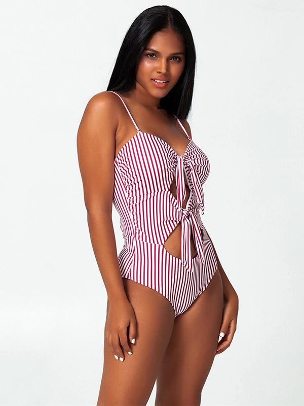 Sexy Strapless Knotted Backless One-Piece Bikini Swimwear