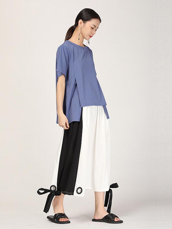 Loose Split-joint Lace-up Skirt