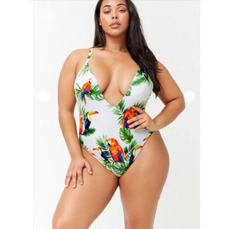 large-size printed swimwear fat ONE-PIECE SWIMSUIT