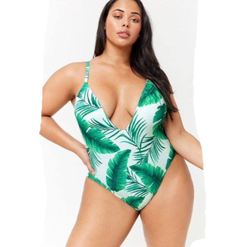 large-size printed swimwear fat ONE-PIECE SWIMSUIT