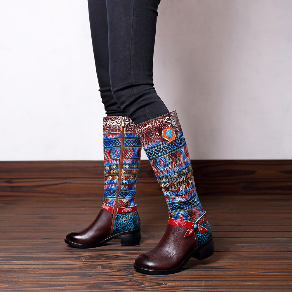 Leisure retro knee-length women's boots