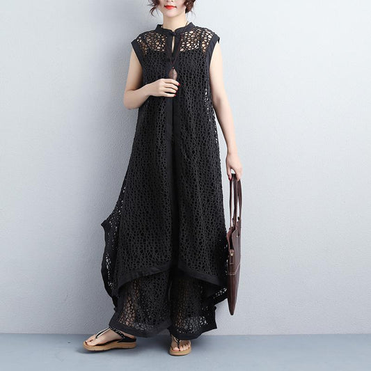 Black Plain Loose Casual Wide Leg Pants