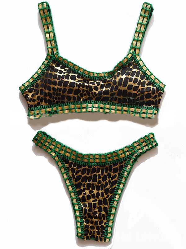 Sexy CORTEX Hand Crochet Trigonometric Bikini Swimsuit