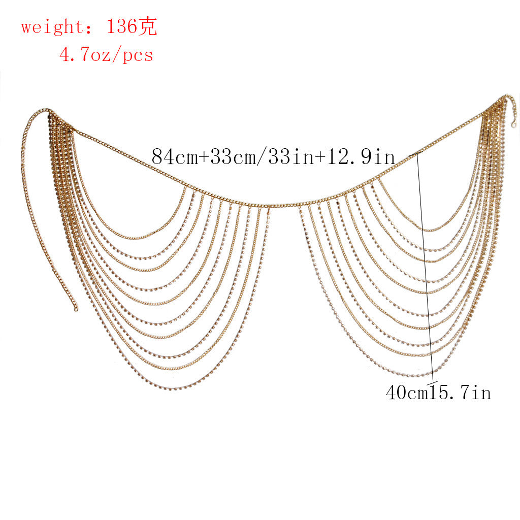 Simple geometry water drill multi-layer fringe body chain